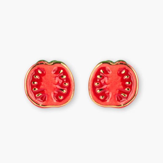 Aros Stud Tomates Nach Bijoux, porcelana pintada a mano - Leontina Joyas Chile