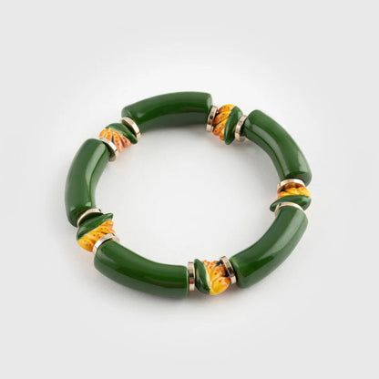 Brazalete Ave del Paraíso Nach Bijoux, porcelana pintada a mano - Leontina Joyas Chile