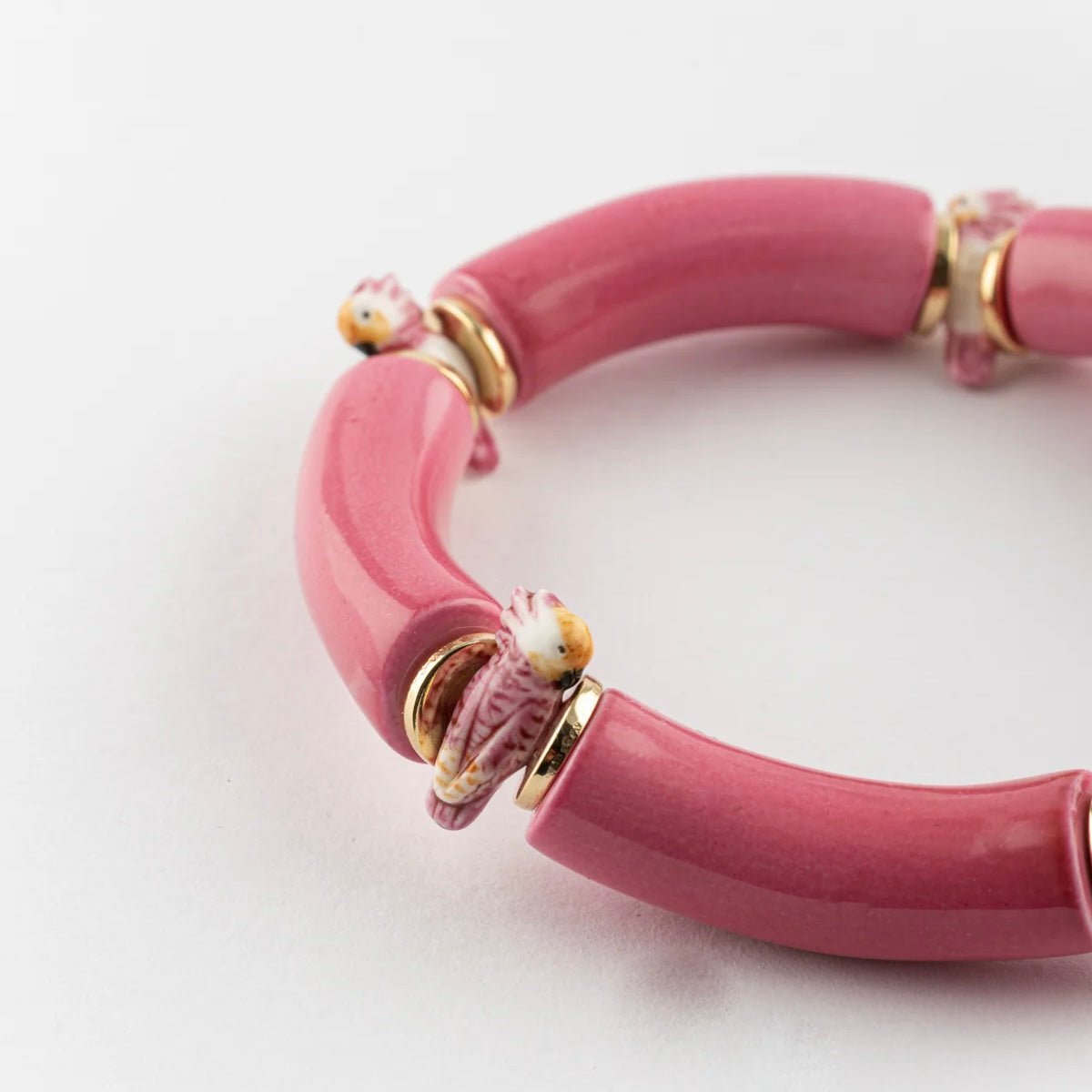Brazalete Cacatúas Rosadas - Leontina Joyas