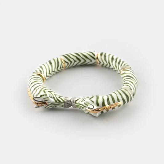 Brazalete Cebras Nach Bijoux, porcelana pintada a mano - Leontina Joyas Chile