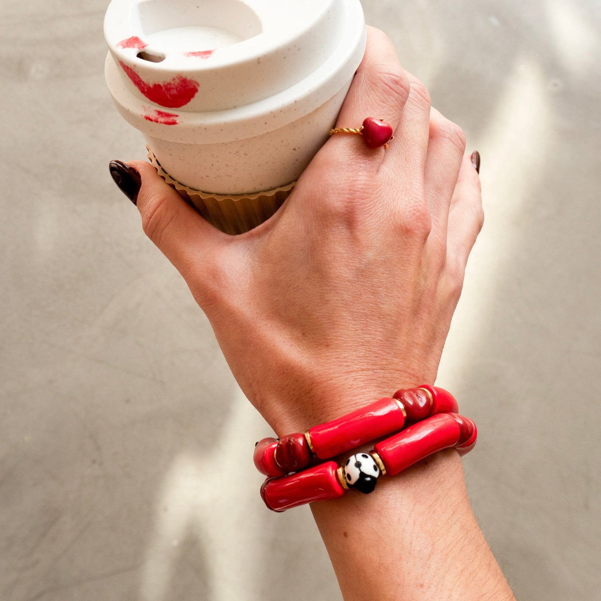 Brazalete Corazones & Chinita - Leontina Joyas