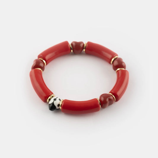 Brazalete Corazones y Chinita Nach Bijoux, porcelana pintada a mano - Leontina Joyas Chile