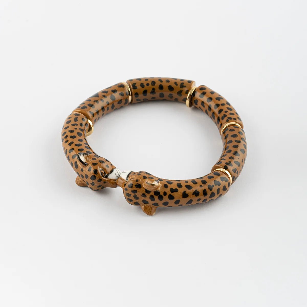 Brazalete Guepardo Nach Bijoux, porcelana pintada a mano - Leontina Joyas Chile