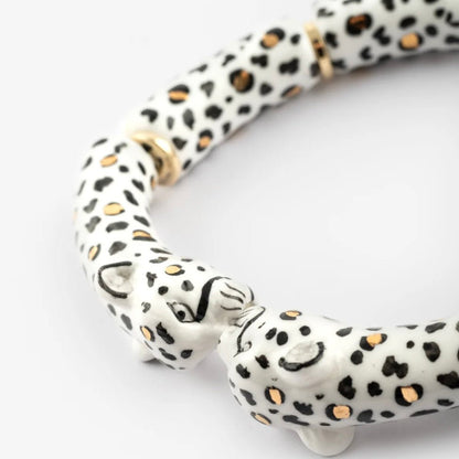Brazalete Leopardos Blancos - Leontina Joyas