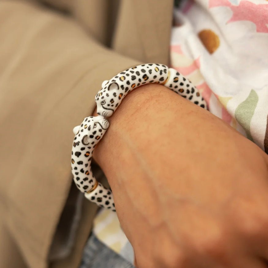 Brazalete Leopardos Blancos - Leontina Joyas