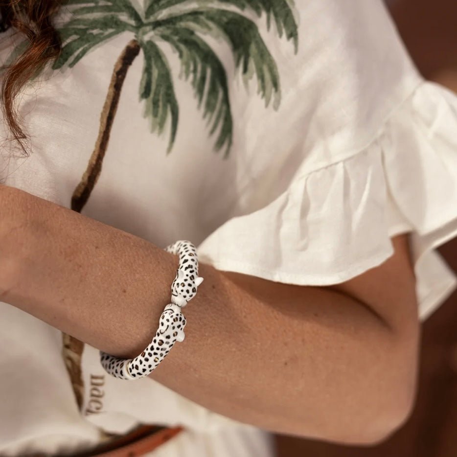 Brazalete Leopardos Blancos - Leontina Joyas