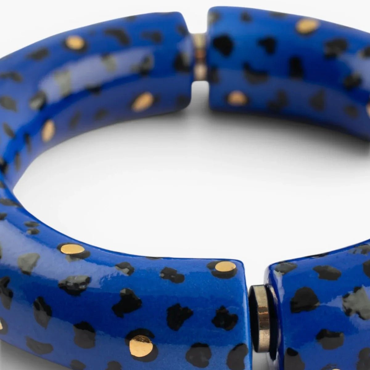 Brazalete Maxi Leopardo Azul y Dorado - Leontina Joyas
