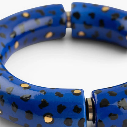 Brazalete Maxi Leopardo Azul y Dorado - Leontina Joyas