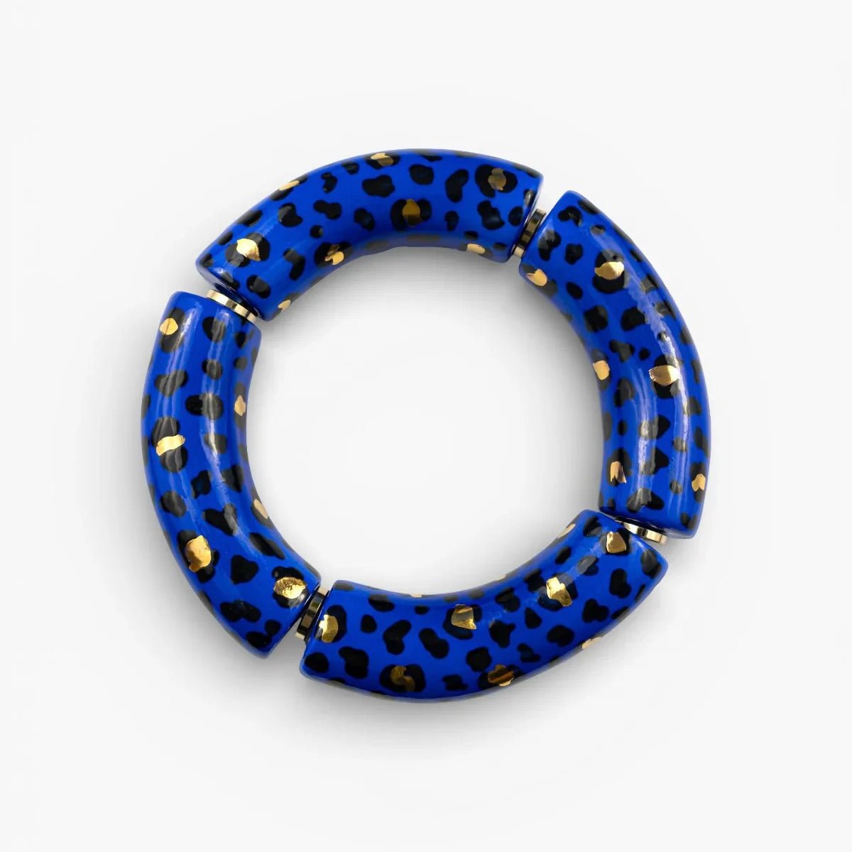 Brazalete Maxi Leopardo Azul y Dorado - Leontina Joyas