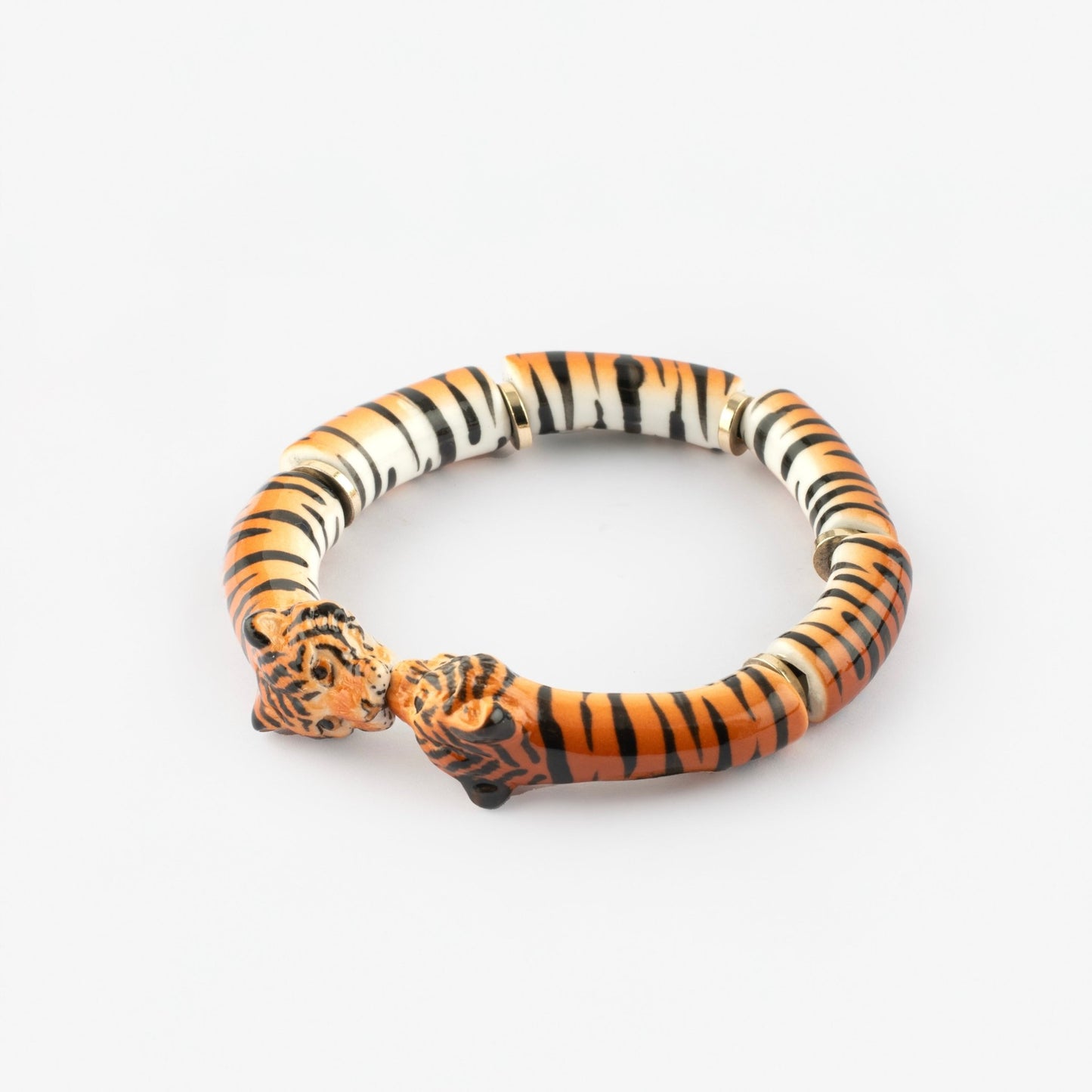 Brazalete Tigre Nach Bijoux, porcelana pintada a mano - Leontina Joyas Chile