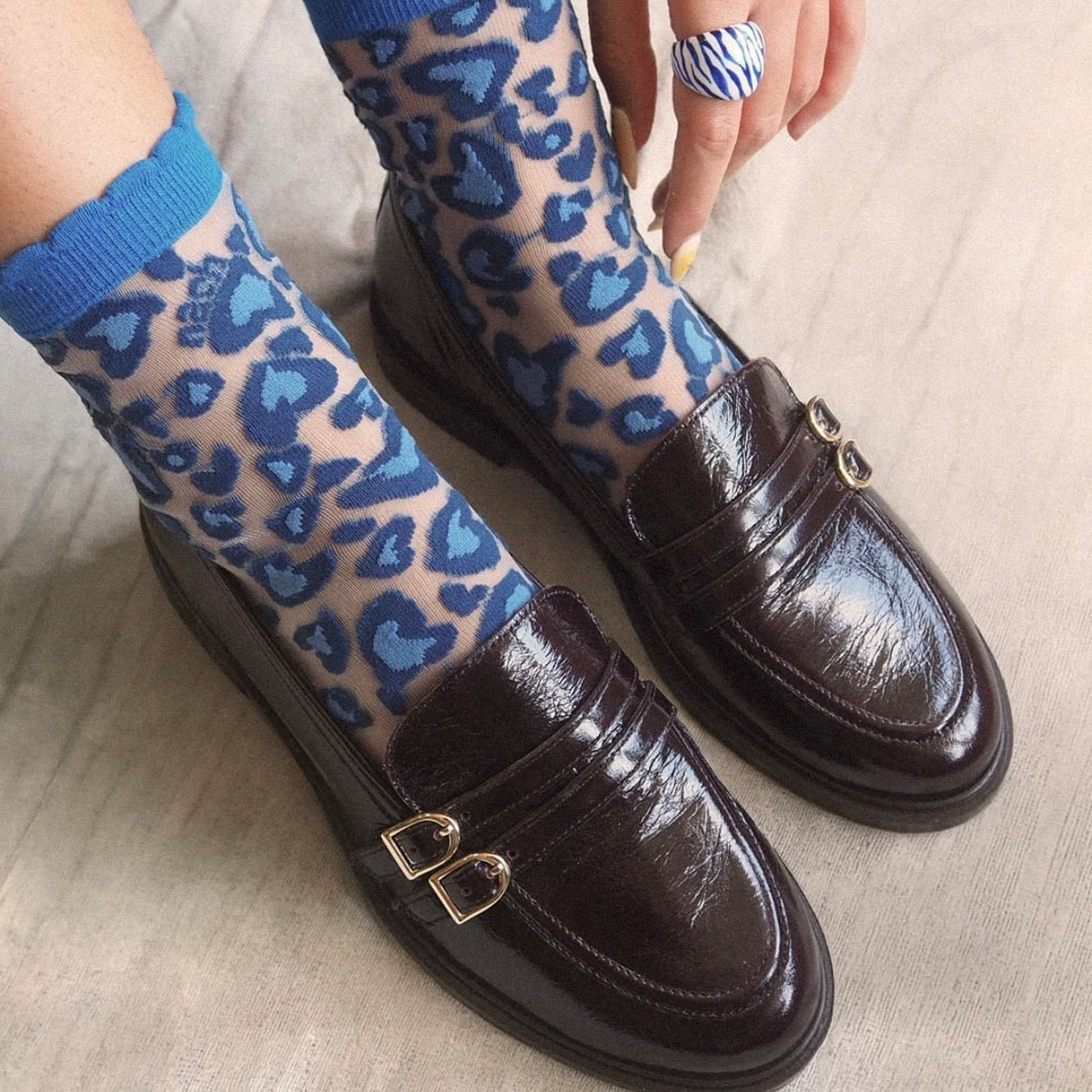 Calcetines Leopardo Azul - Leontina Joyas