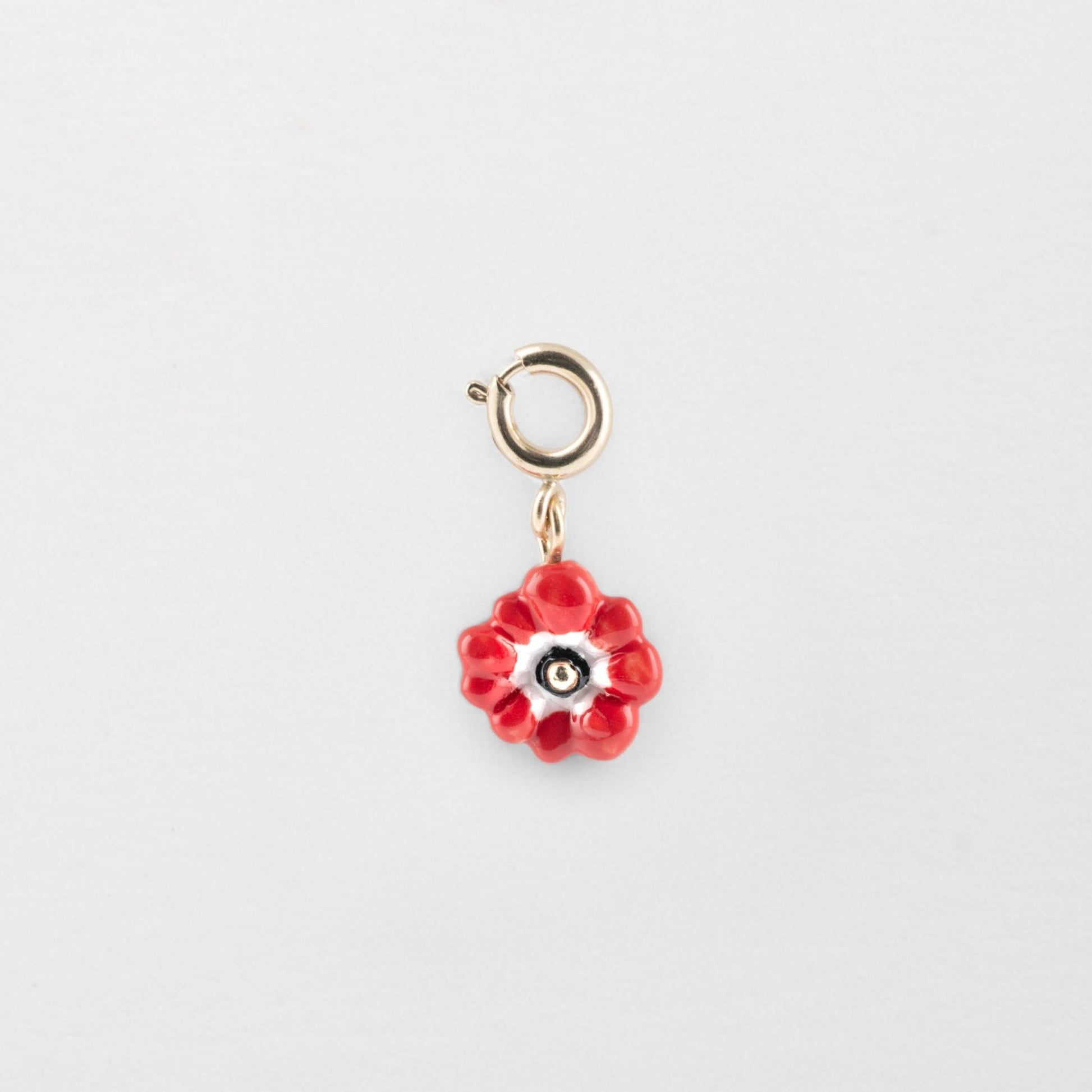 Charm Anémona Roja Nach Bijoux, porcelana pintada a mano - Leontina Joyas Chile