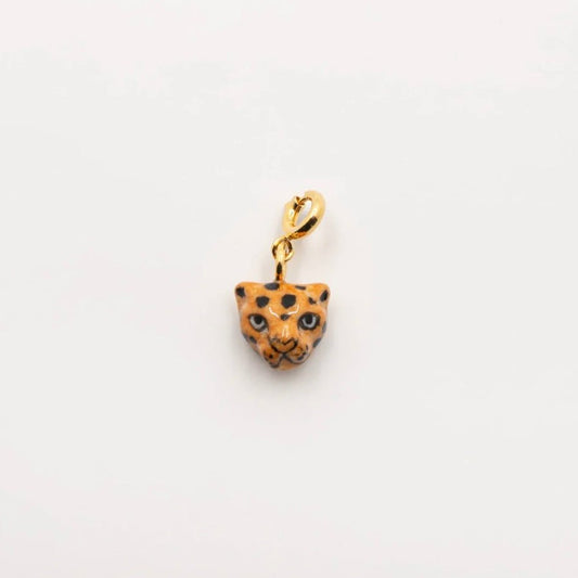 Charm Cabeza Leopardo Nach Bijoux, porcelana pintada a mano - Leontina Joyas Chile