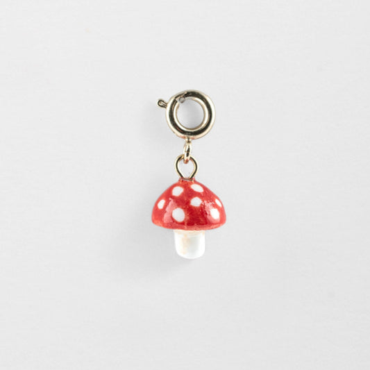 Charm Callampita Nach Bijoux, porcelana pintada a mano - Leontina Joyas Chile