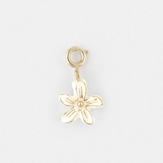 Charm Flor Erine Blanca Nach Bijoux, porcelana pintada a mano - Leontina Joyas Chile