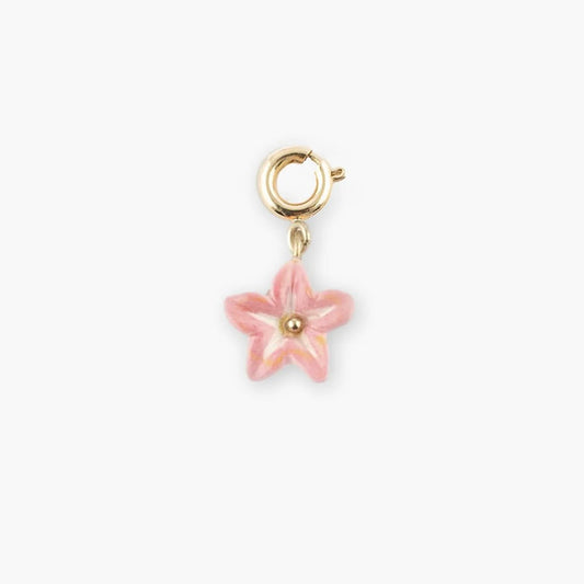 Charm Pink Lily Nach Bijoux, porcelana pintada a mano - Leontina Joyas Chile