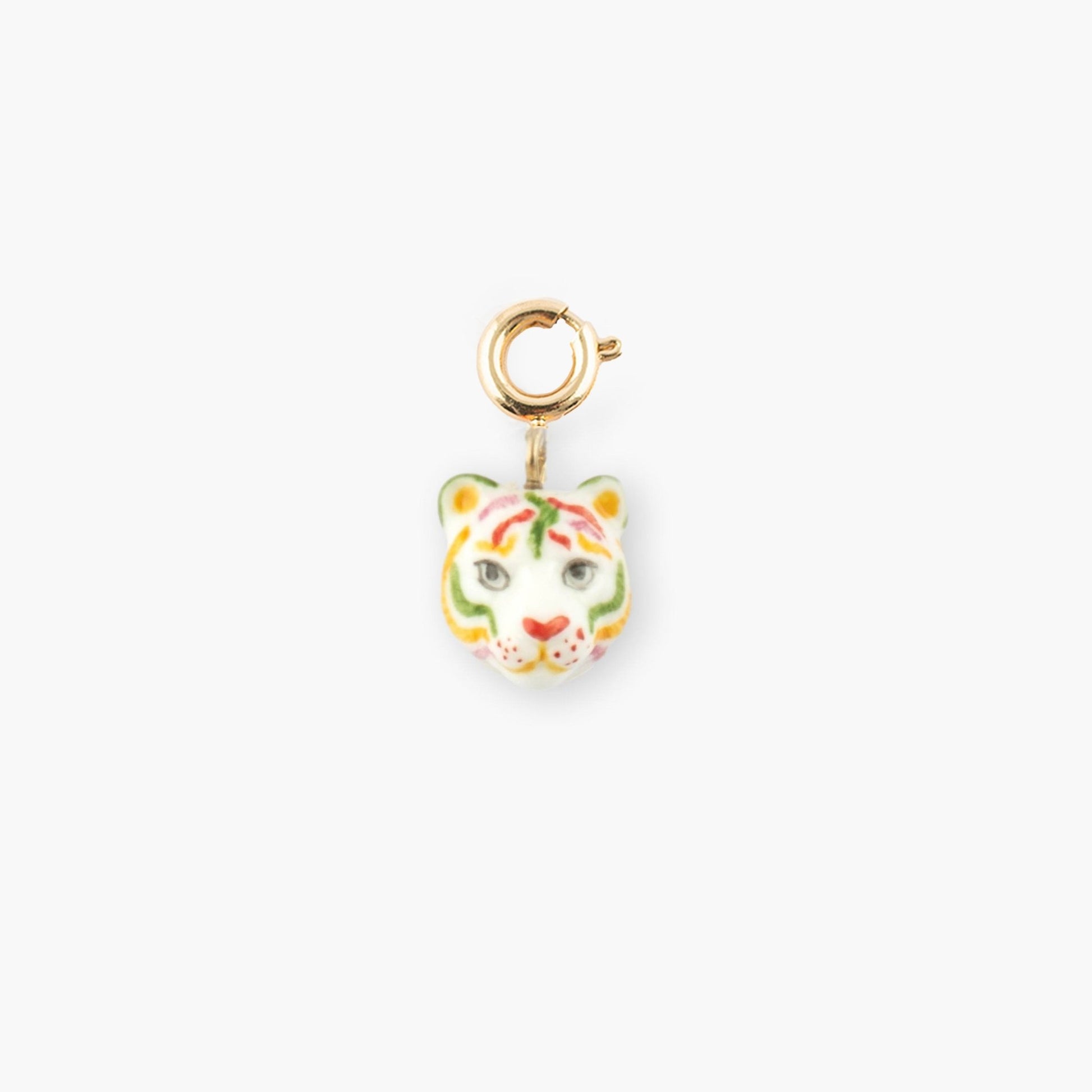 Charm Tigre Colores Nach Bijoux, porcelana pintada a mano - Leontina Joyas Chile