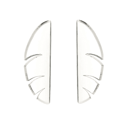 Aros Maxi Naturaleza Plata Papiroga, acrílico (metacrilato), diseño español - Leontina Joyas Chile