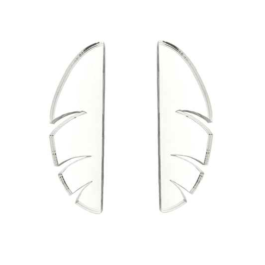 Aros Maxi Naturaleza Plata Papiroga, acrílico (metacrilato), diseño español - Leontina Joyas Chile
