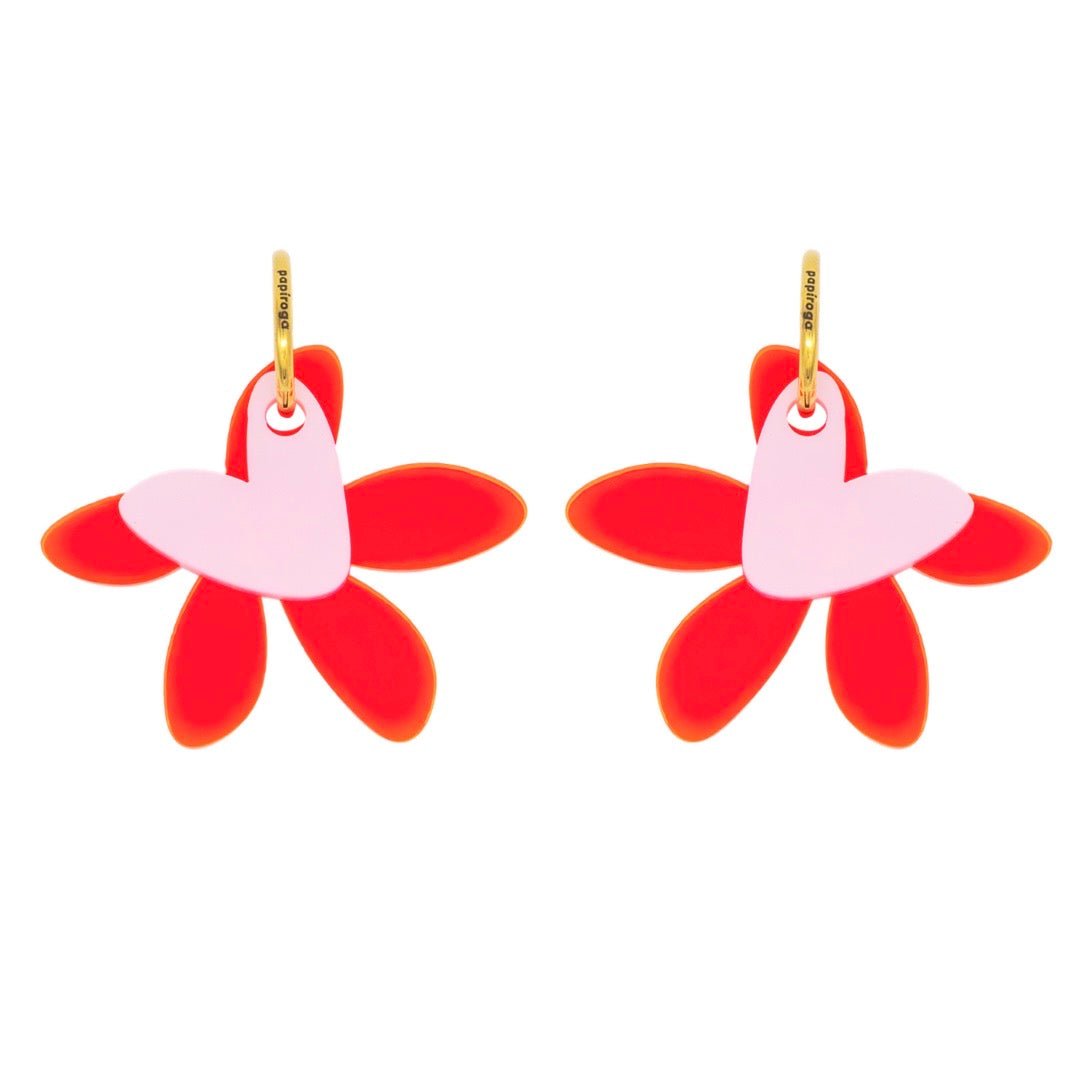 Aros Midi Primavera Flúor Papiroga, acrílico (metacrilato), diseño español - Leontina Joyas Chile