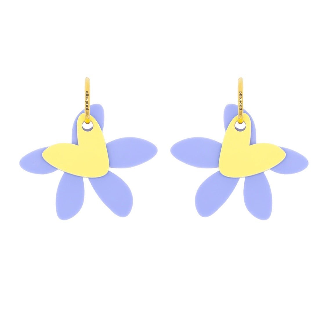 Aros Midi Primavera Lavanda Papiroga, acrílico (metacrilato), diseño español - Leontina Joyas Chile