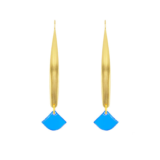 Aros Maxi Quizás Azul Papiroga, acrílico (metacrilato), diseño español - Leontina Joyas Chile