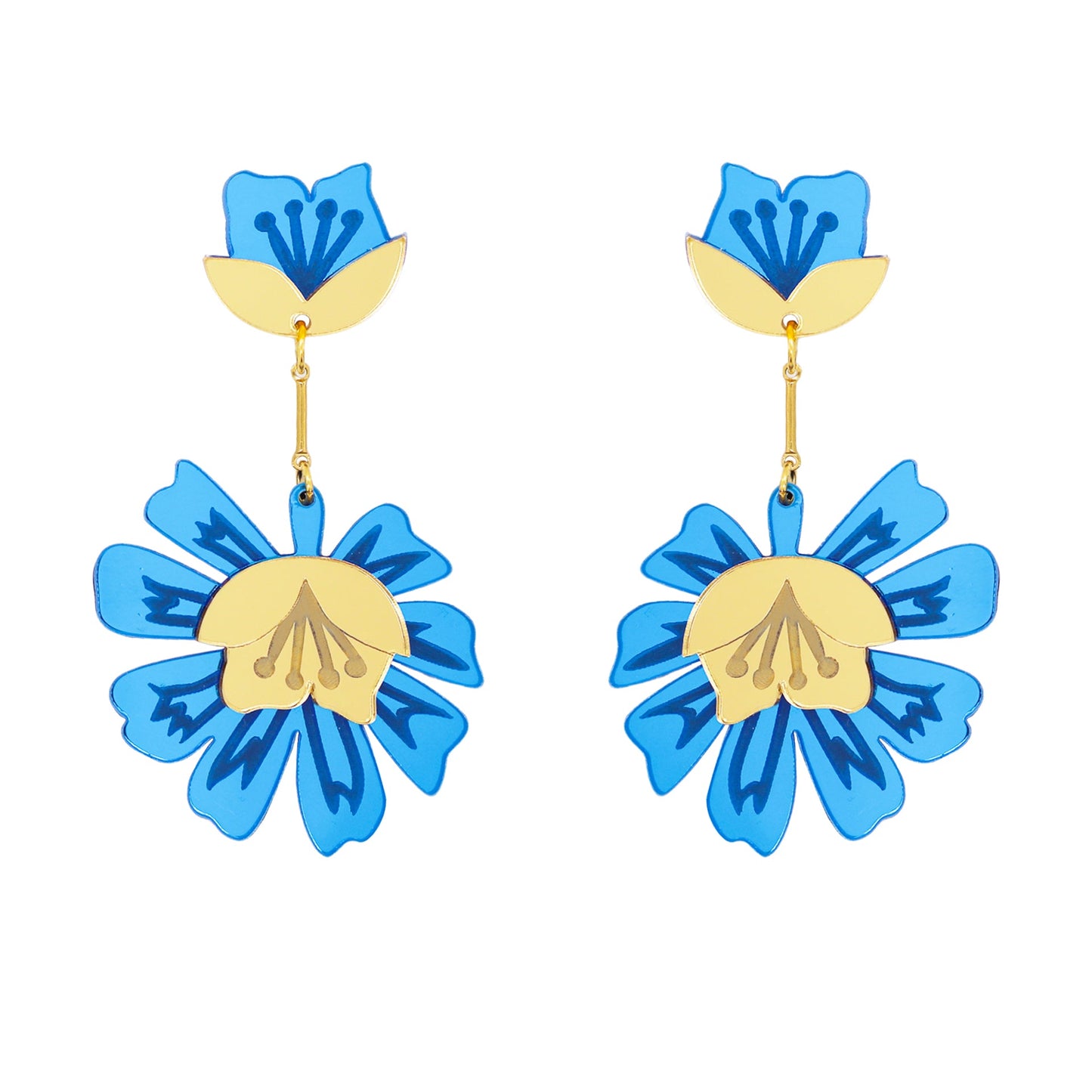 Aros Maxi Sra. Chan Azul Papiroga, acrílico (metacrilato), diseño español - Leontina Joyas Chile