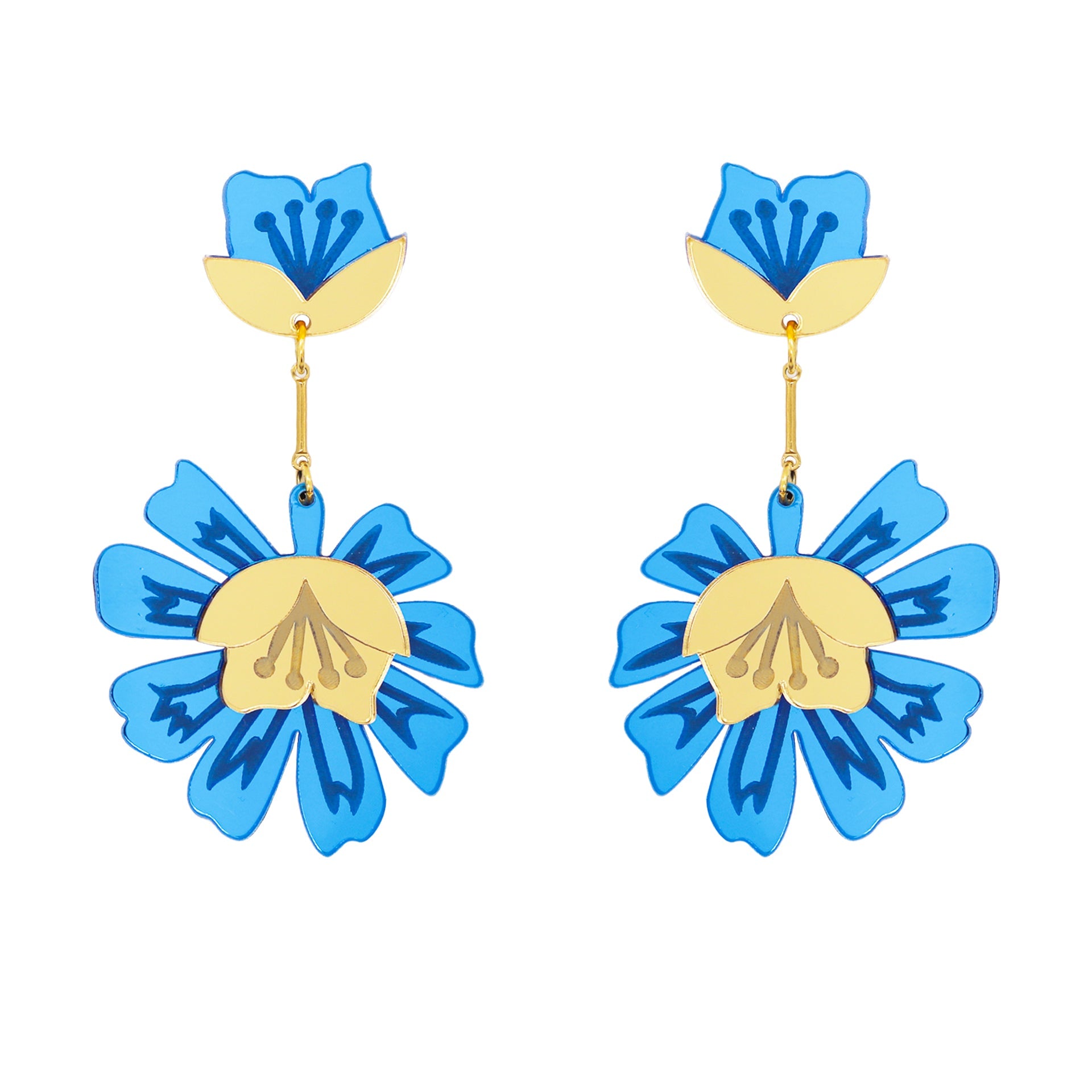 Aros Maxi Sra. Chan Azul Papiroga, acrílico (metacrilato), diseño español - Leontina Joyas Chile
