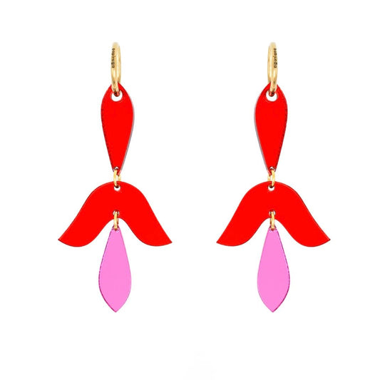 Aros Maxi Vida Rosa Papiroga, acrílico (metacrilato), diseño español - Leontina Joyas Chile